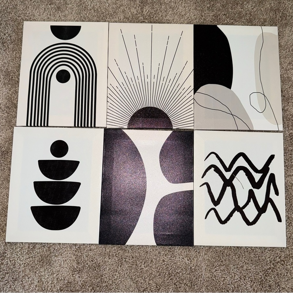 Abstract Black and White Canvas Art Set